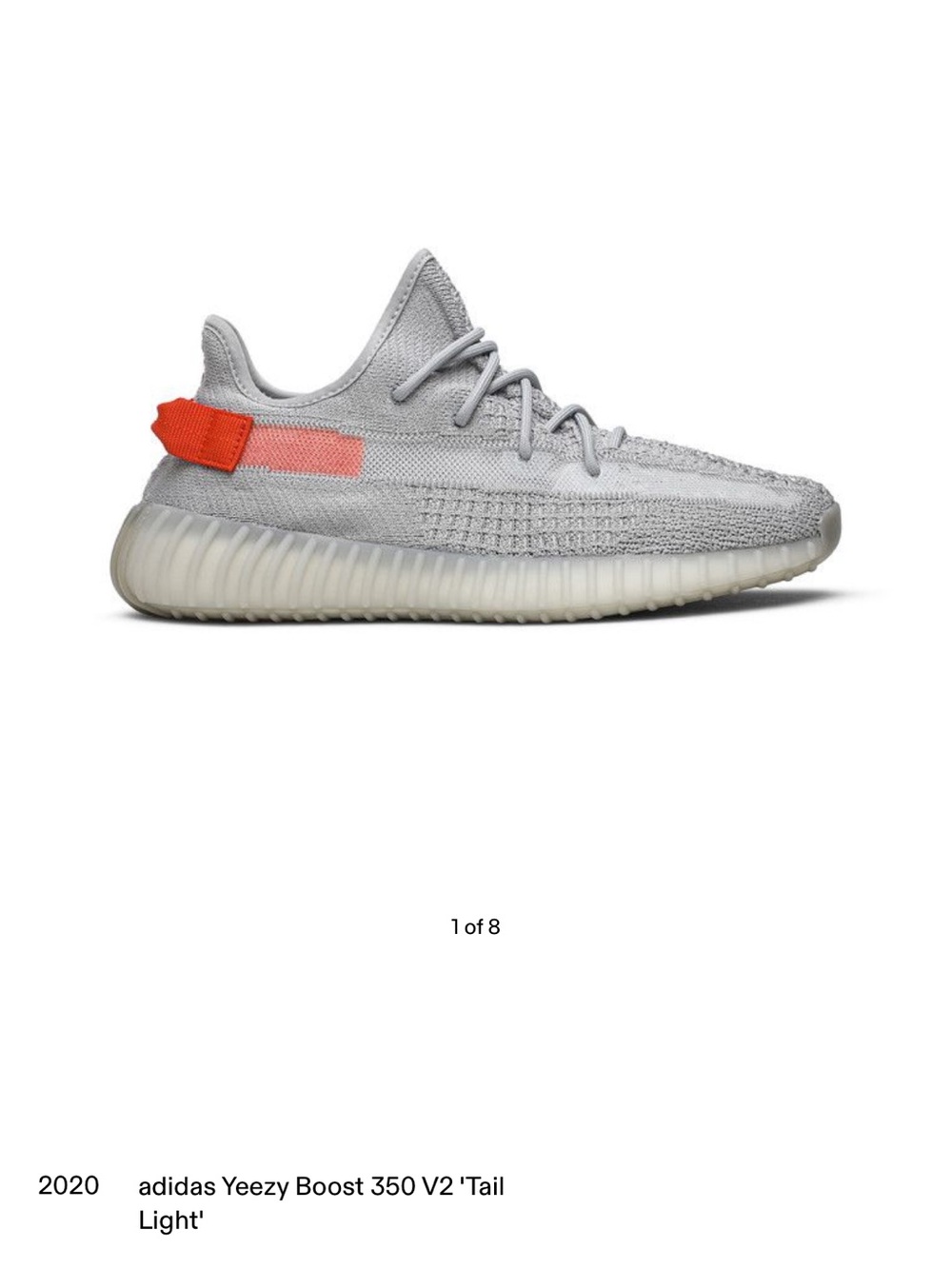 Yeezy Boost 350 V2 Tail Light in Light Gray with Orange Tab